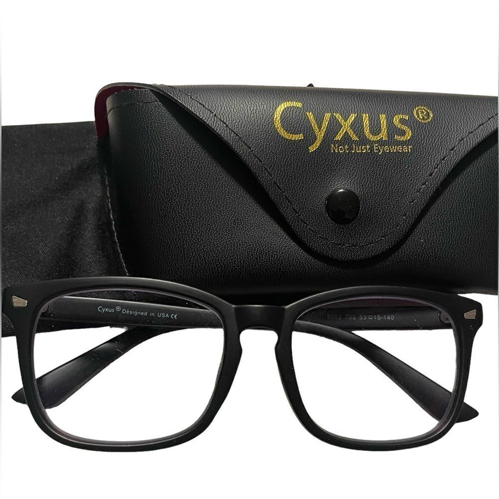 Cyxus Women's Black Square Eyeglasses 8082 T02 53